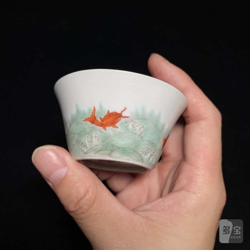 清道光 粉彩金玉满堂纹杯（一对） - 图16